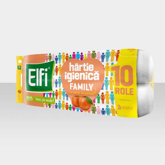 ELFI FAMILY – Hârtie igienică Piersici 10 role
