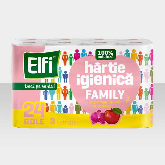 ELFI FAMILY - Hârtie igienică măr și orhidee 24 role